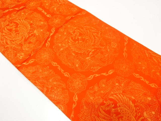 JAPANESE KIMONO / ANTIQUE FUKURO OBI / SILK / WOVEN PHOENIX